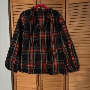 J Crew plaid holiday blouse